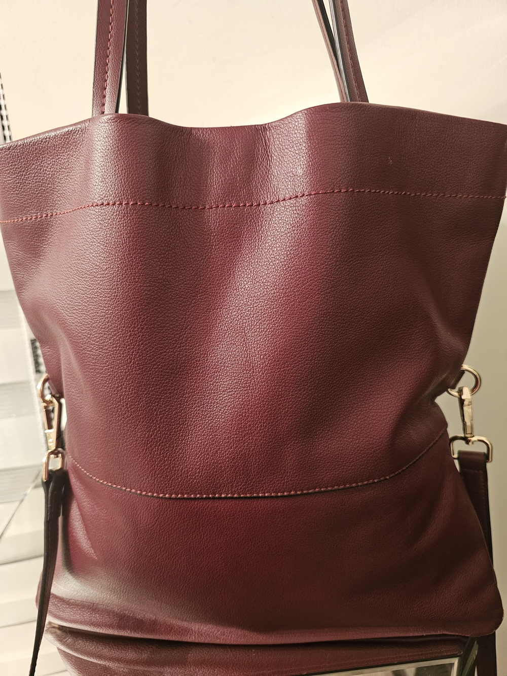 SFW Everyday Leather Tote in Deep Wine